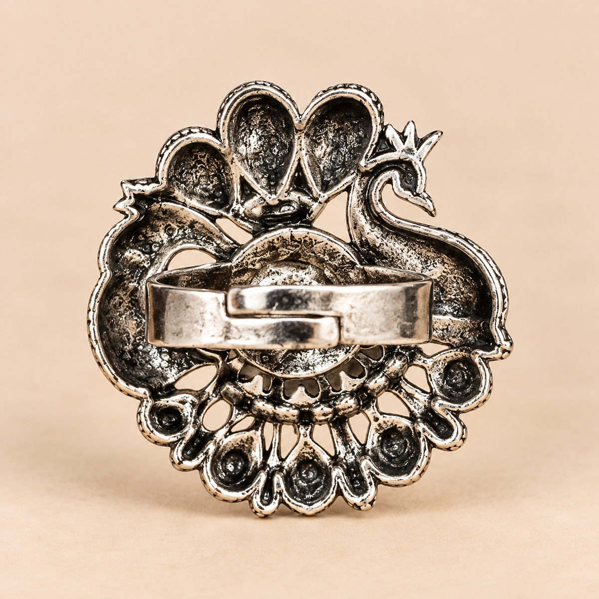 Shahi Mor Oxidised Statement Ring