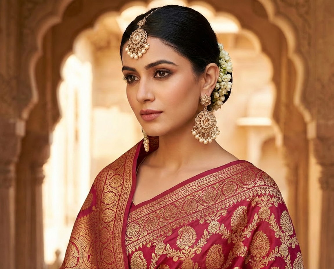 Reverse AD Champagne Jhumka Set