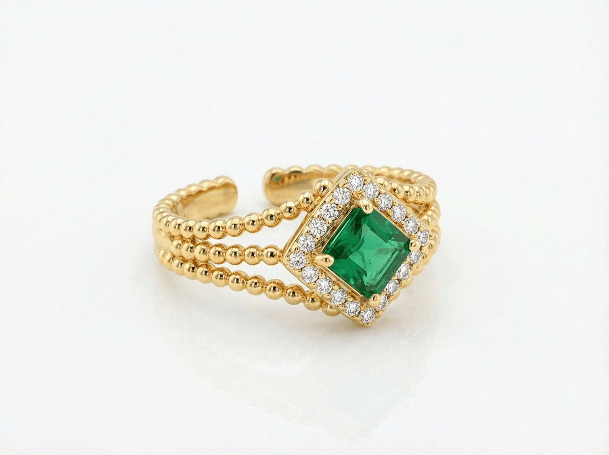 Green Square Ring