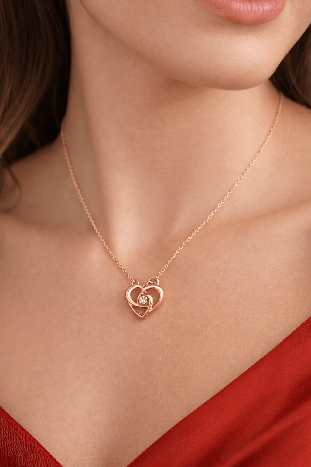 Rose Gold Heart Pendant, Anti Tarnish