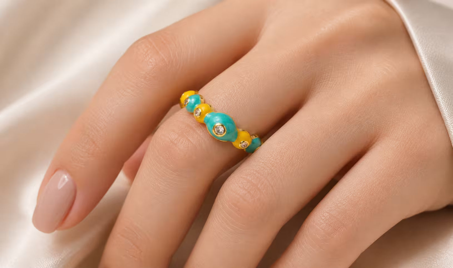 Adjustable Turquoise Beaded Ring
