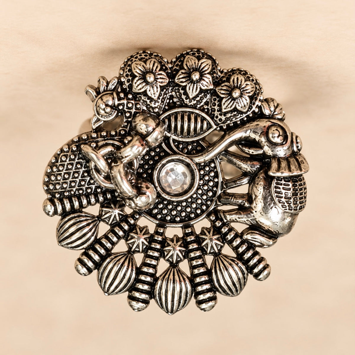 Shahi Mor Oxidised Statement Ring