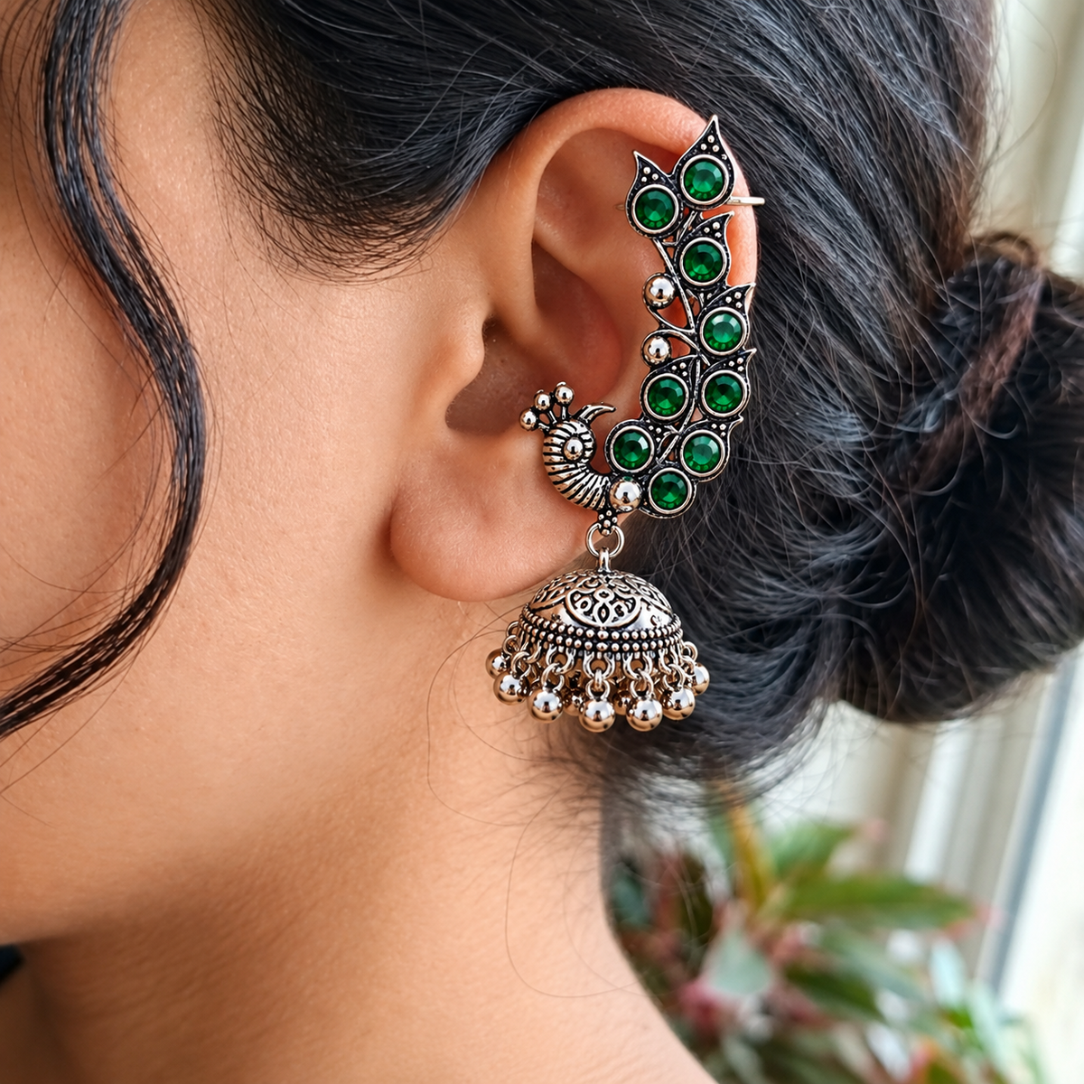 Green Garba Morni Ear Cuff
