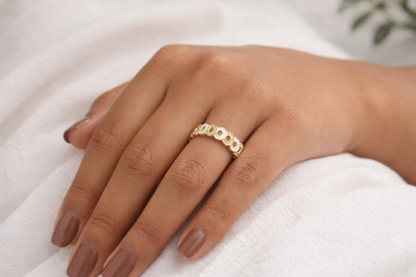 Adjustable Gold White Ring