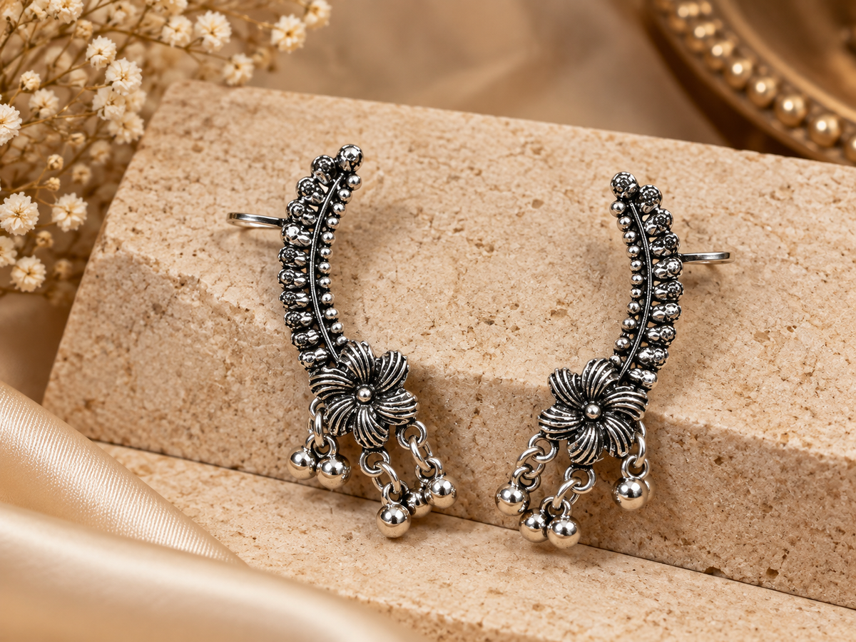 Antique Oxidised Silver Ear Cuff
