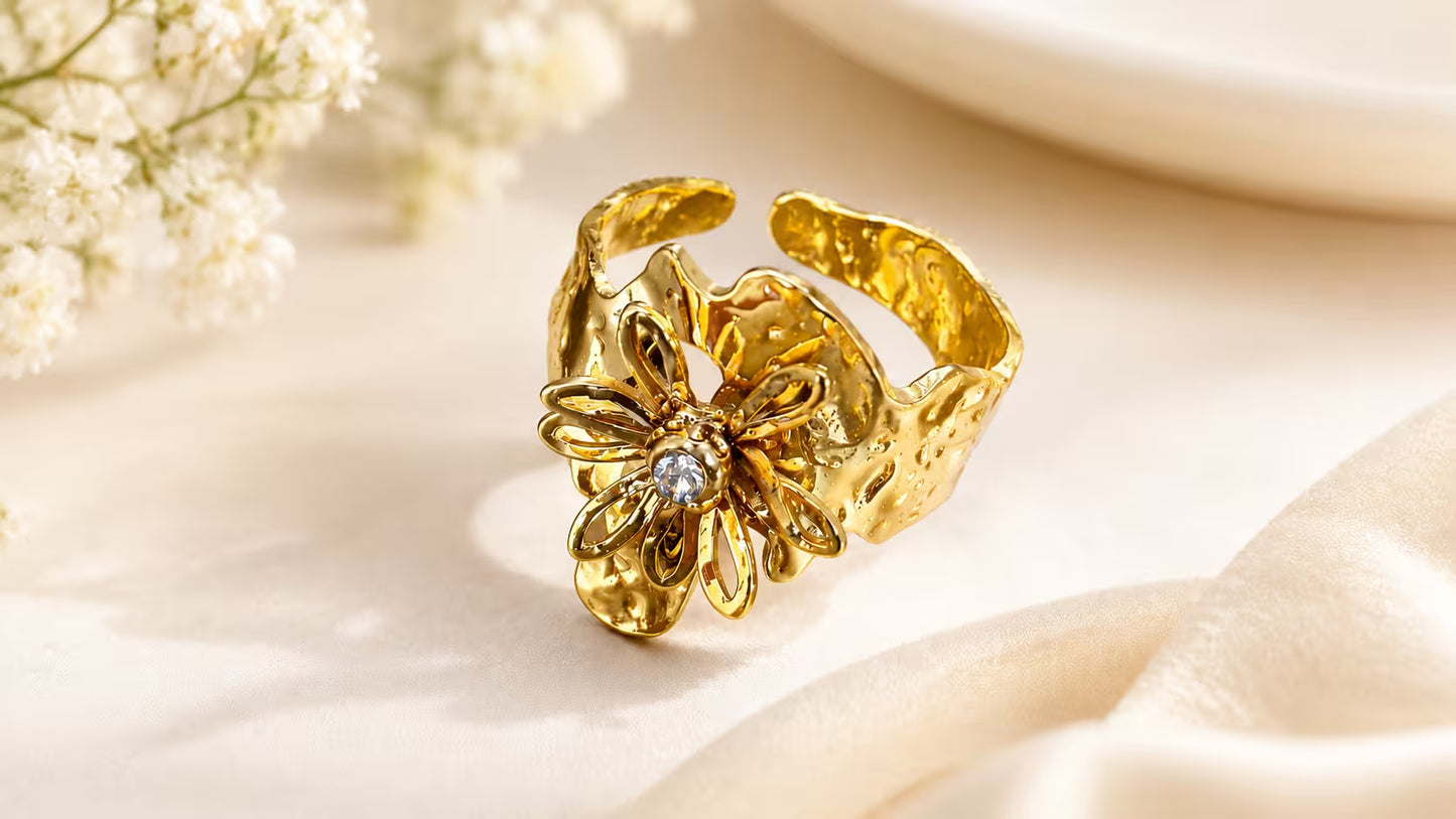 The Molten Bloom Statement Ring | Adjustable | Anti Tarnish