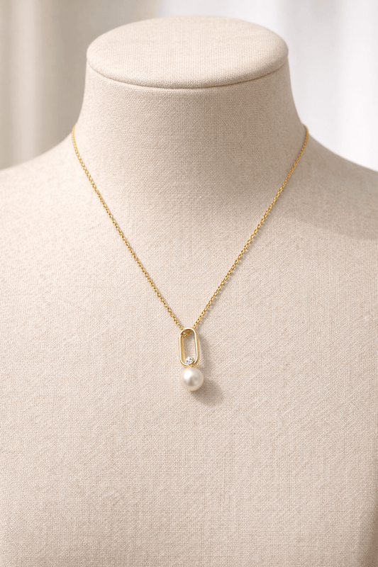 Celeste Pearl Link Pendant, Anti Tarnish