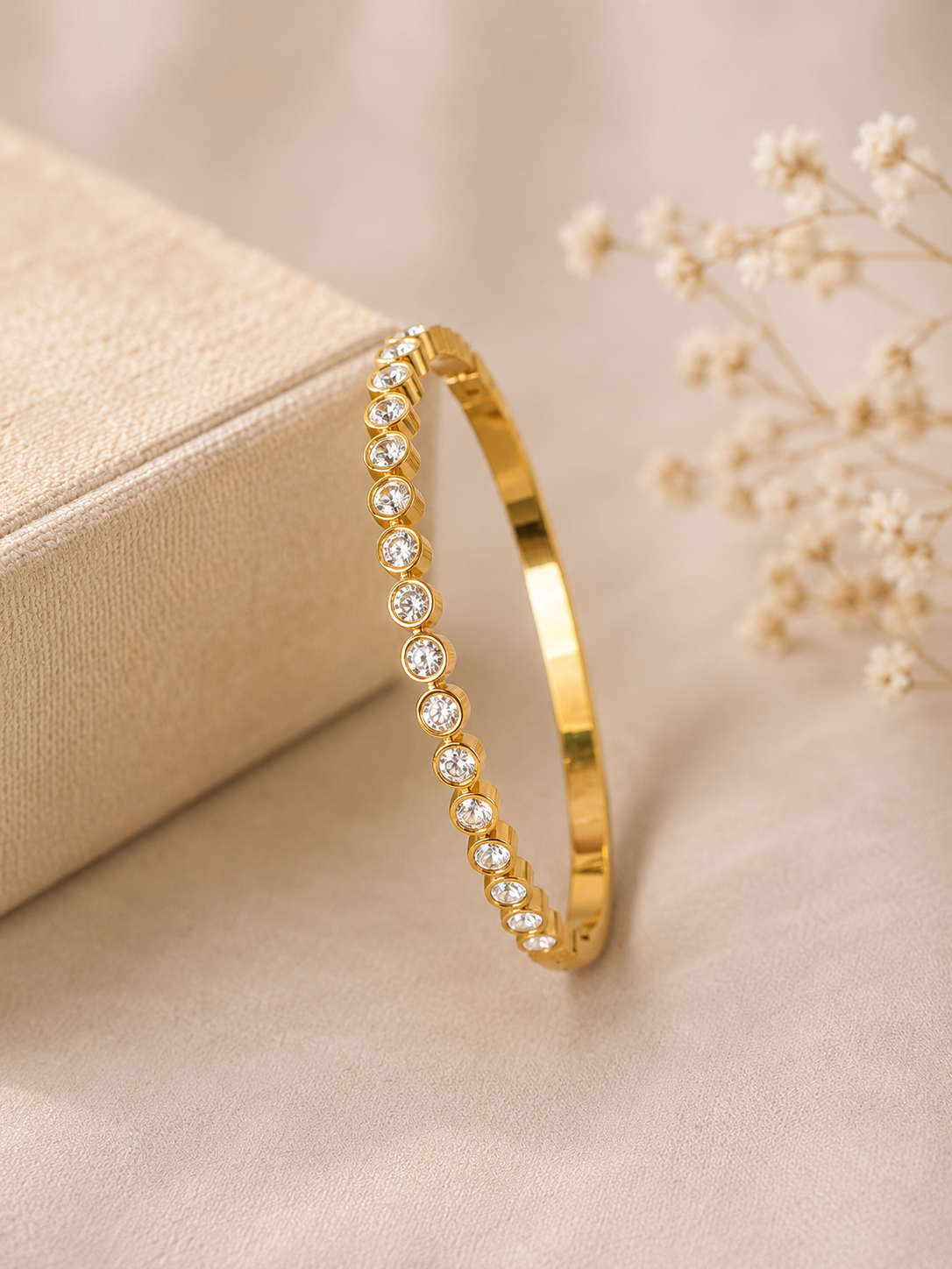 Crystal Stone Gold Kada