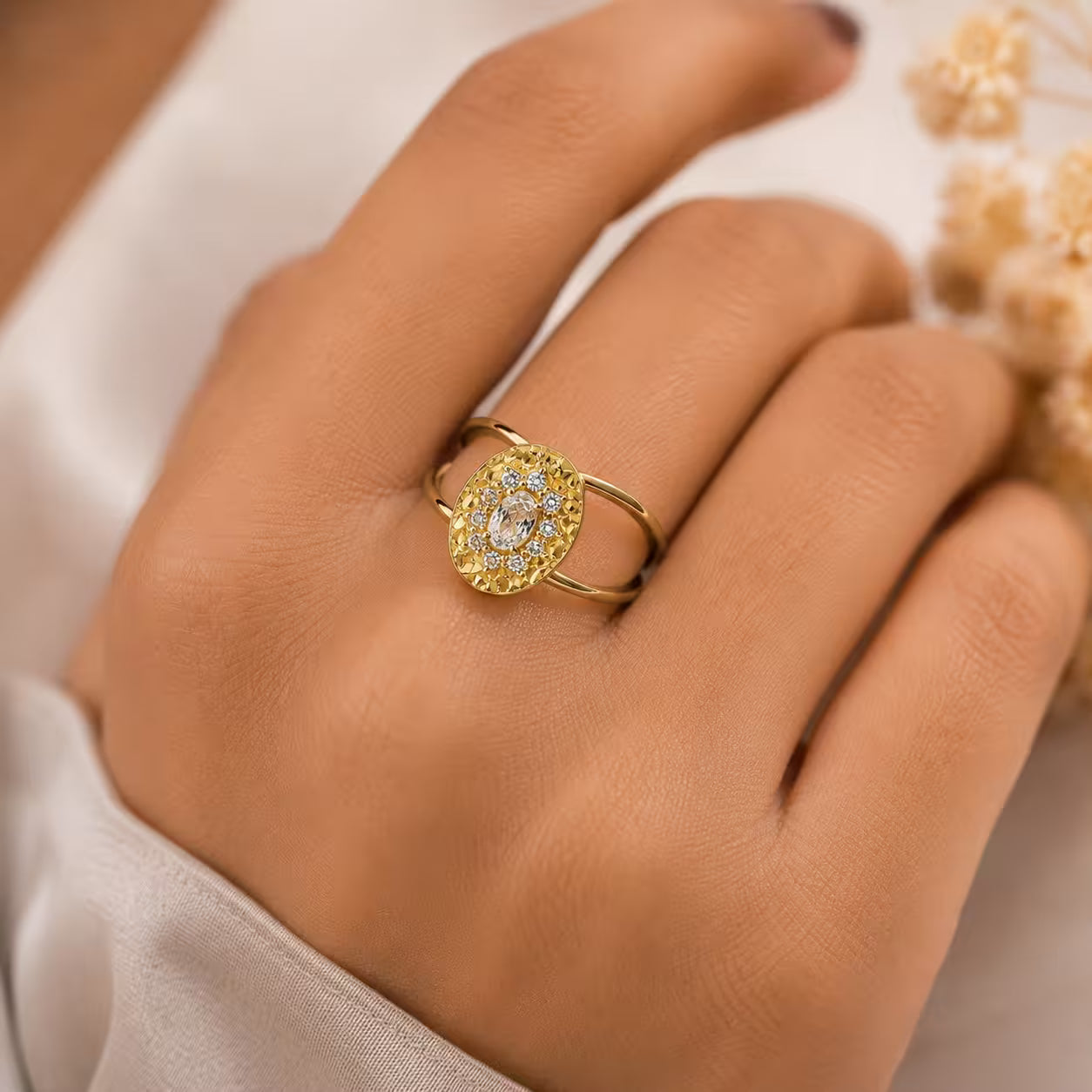Oval Textured Ring | Adjustable | Anti Tarnish