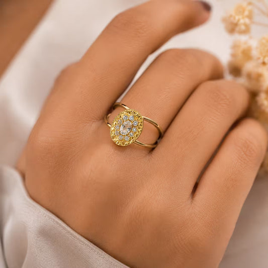 Oval Textured Ring | Adjustable | Anti Tarnish