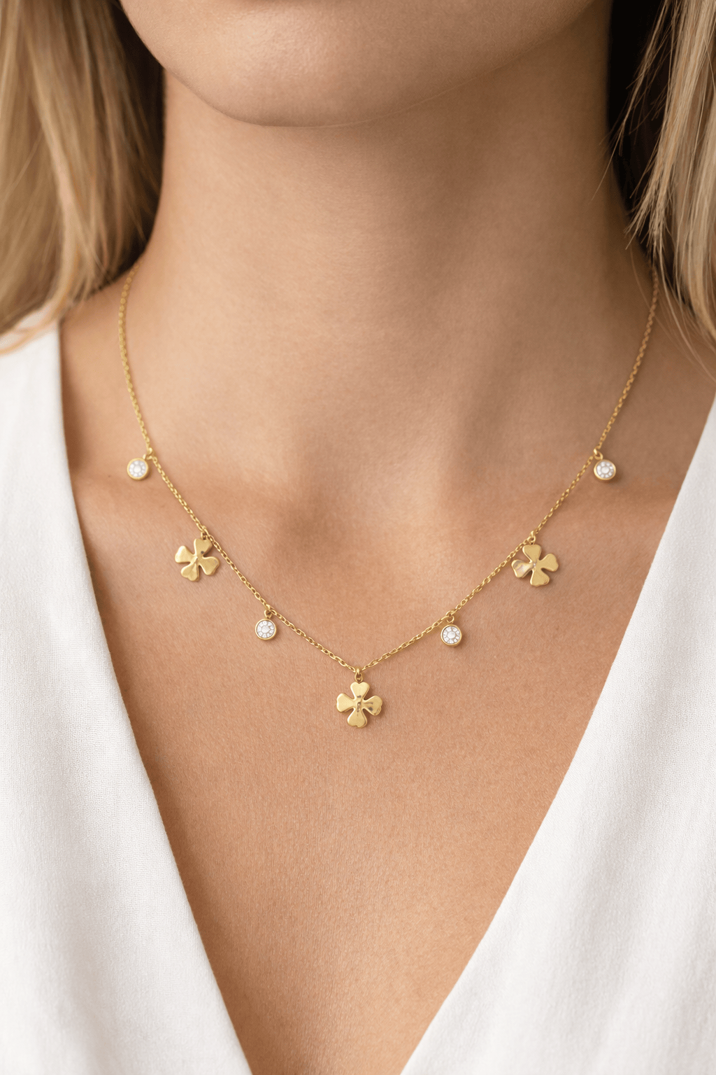 Clover Charm Necklace, Anti Tarnish