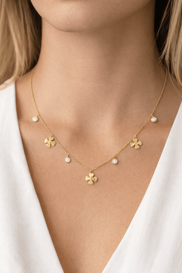 Clover Charm Necklace, Anti Tarnish
