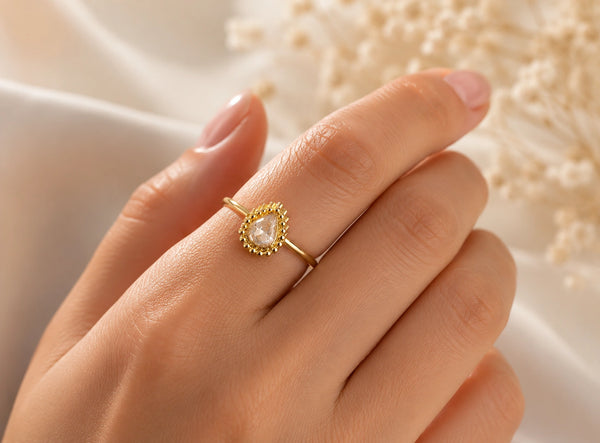 Teardrop Anti-Tarnish Adjustable Ring