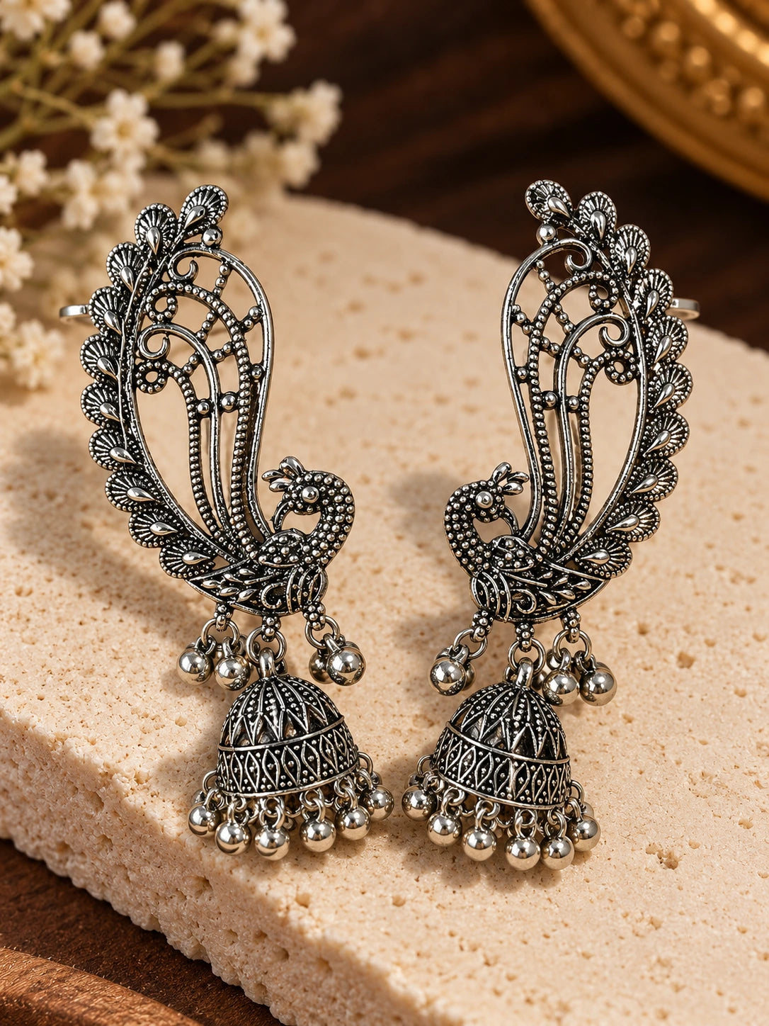 Traditional Navratri Oxidised Silver Ear Cuff