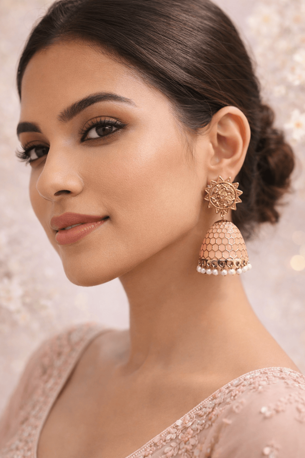 Honey Blush Meenakari Jhumkas