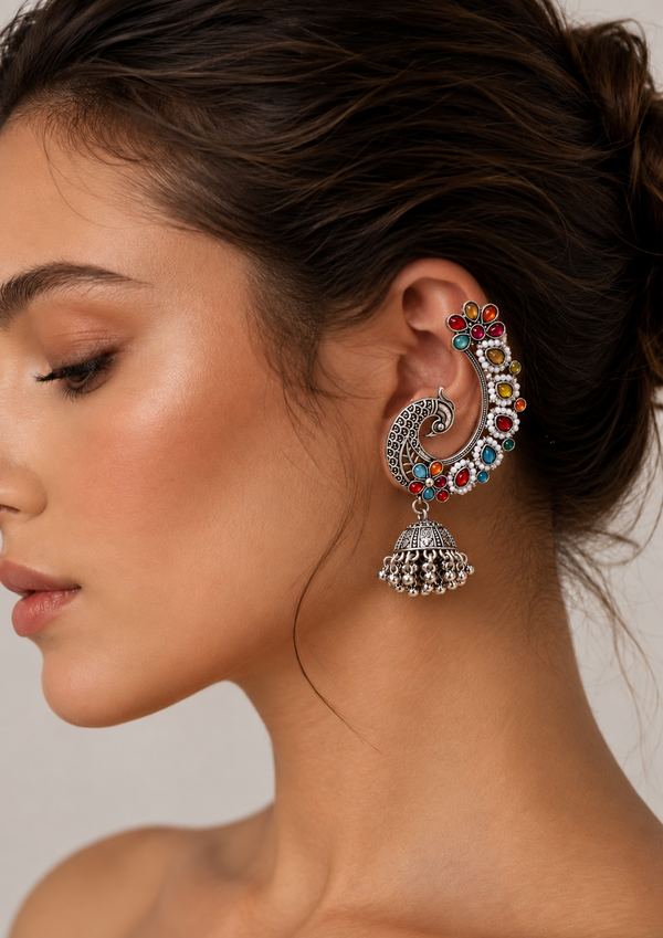 Multicolor Garba Morni Ear Cuff