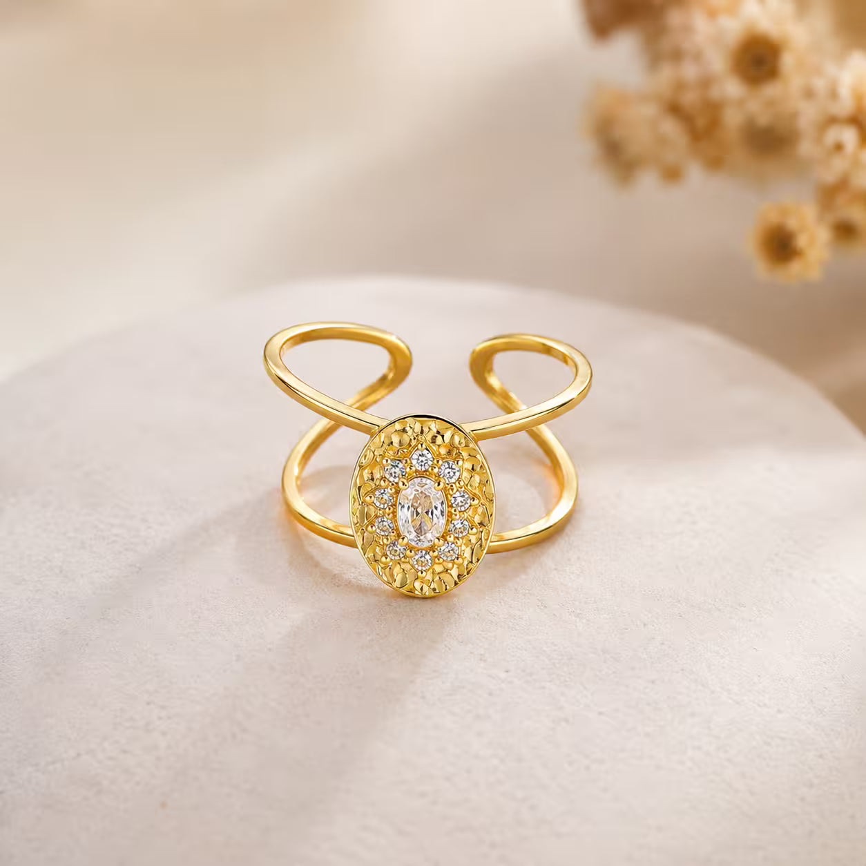 Oval Textured Ring | Adjustable | Anti Tarnish