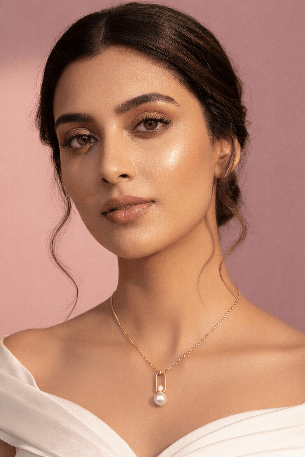 Celeste Pearl Link Pendant, Anti Tarnish