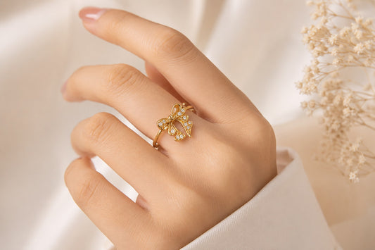 Korean Bow Ring for Women | Adjustable | Anti Tarnish