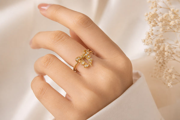 Korean Bow Ring for Women | Adjustable | Anti Tarnish