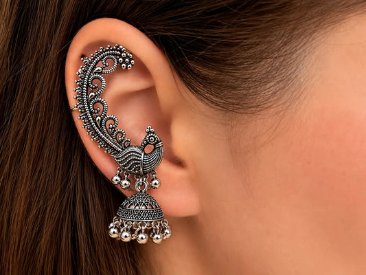 Ethnic Oxidised Silver Ear Cuff