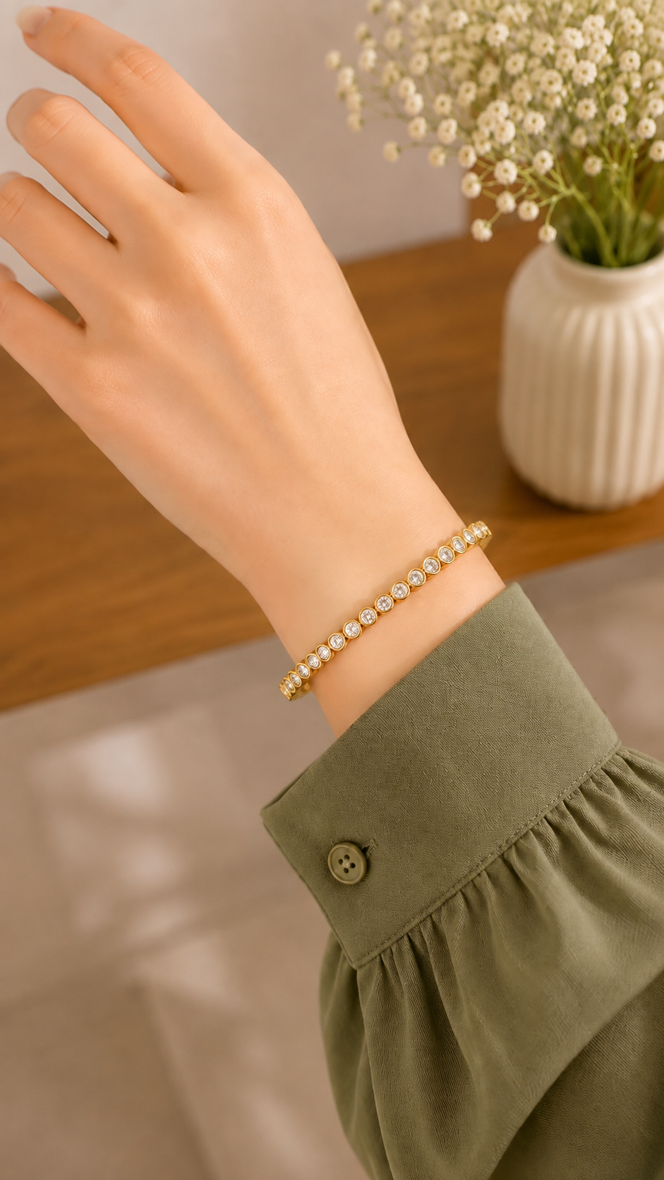Crystal Stone Gold Kada