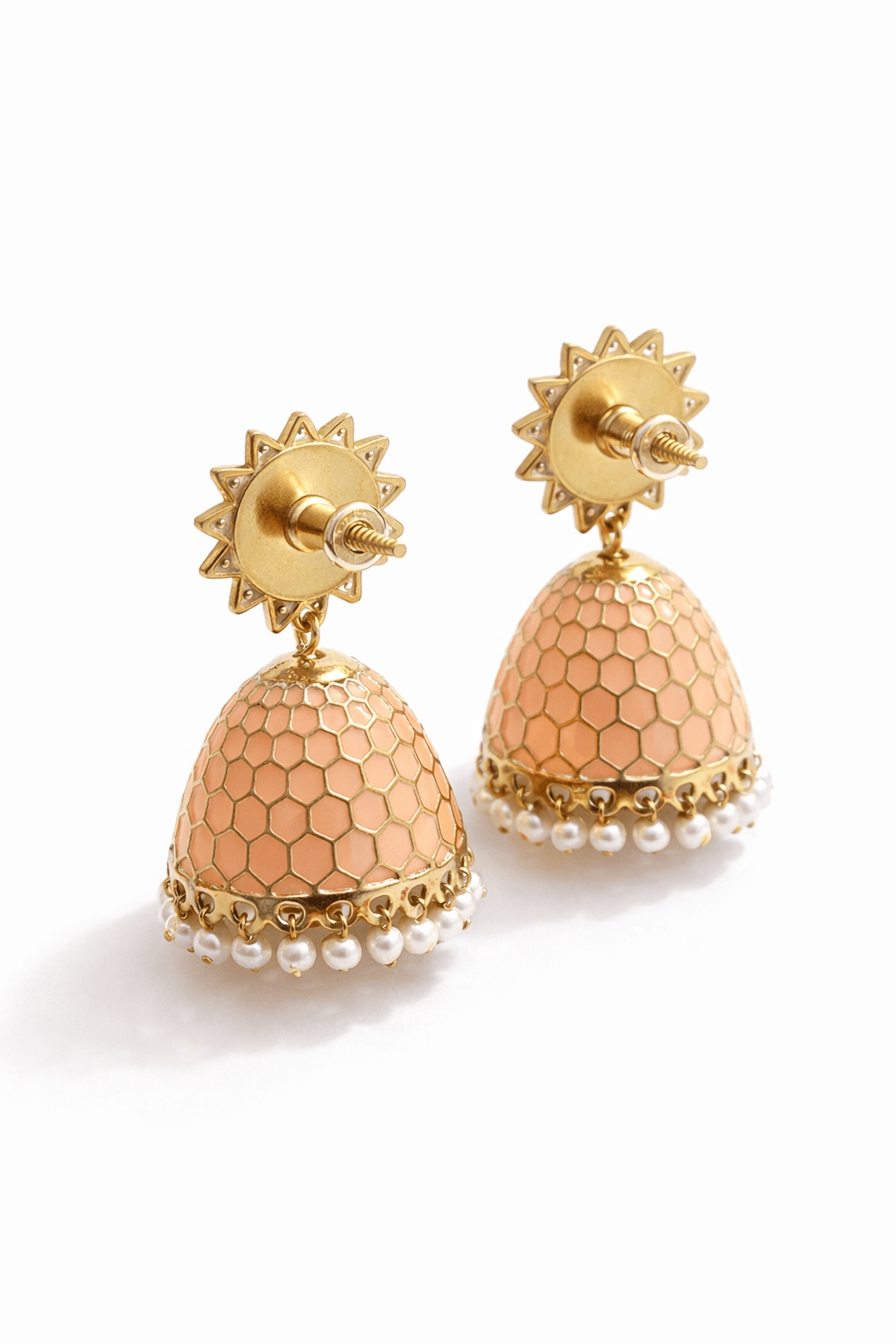Honey Blush Meenakari Jhumkas