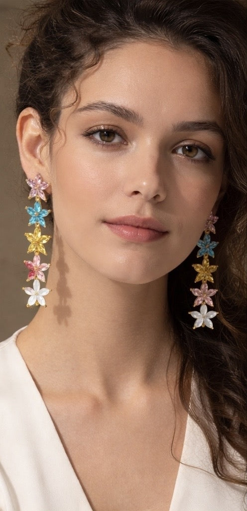 Swarovski Blossom Cascade Earrings (Anti Tarnish)