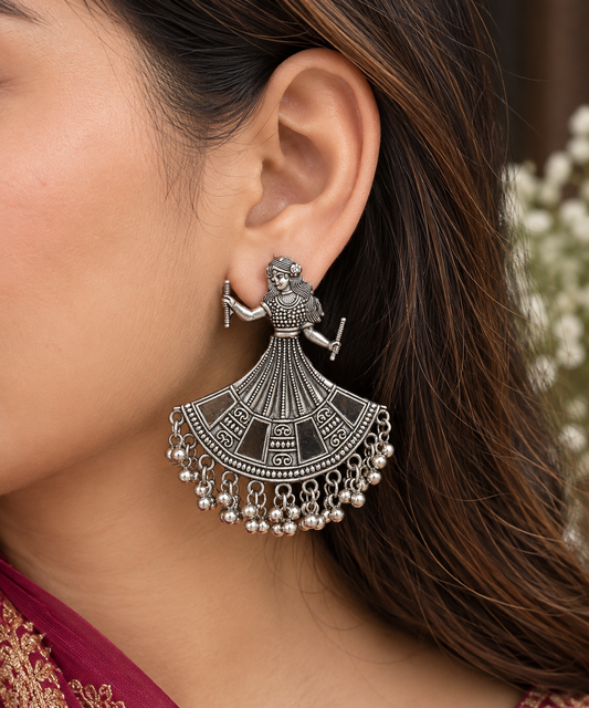 Oxidised Dandiya Girl Earring