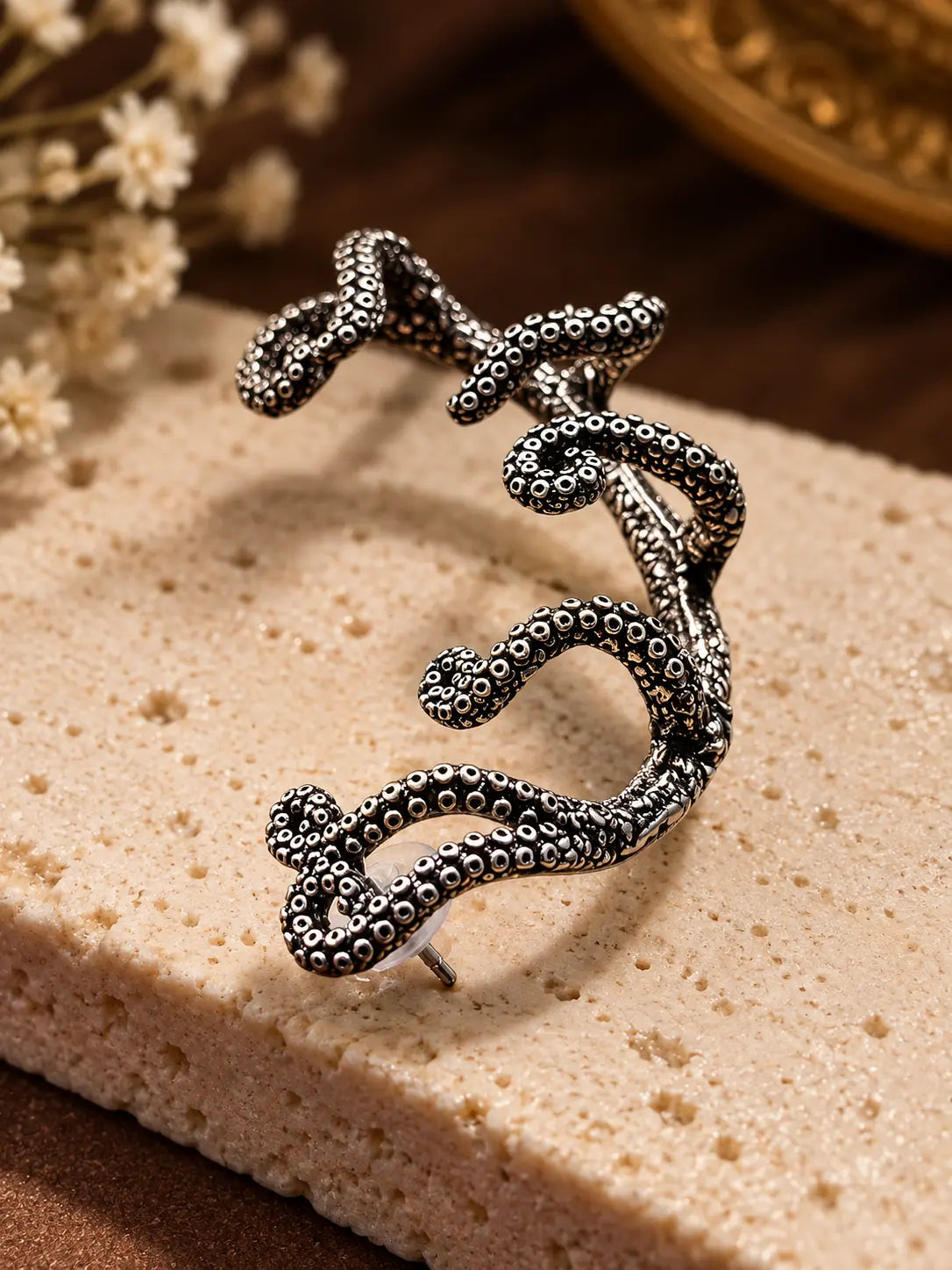 Designer Oxidised Silver Ear Cuff for Women