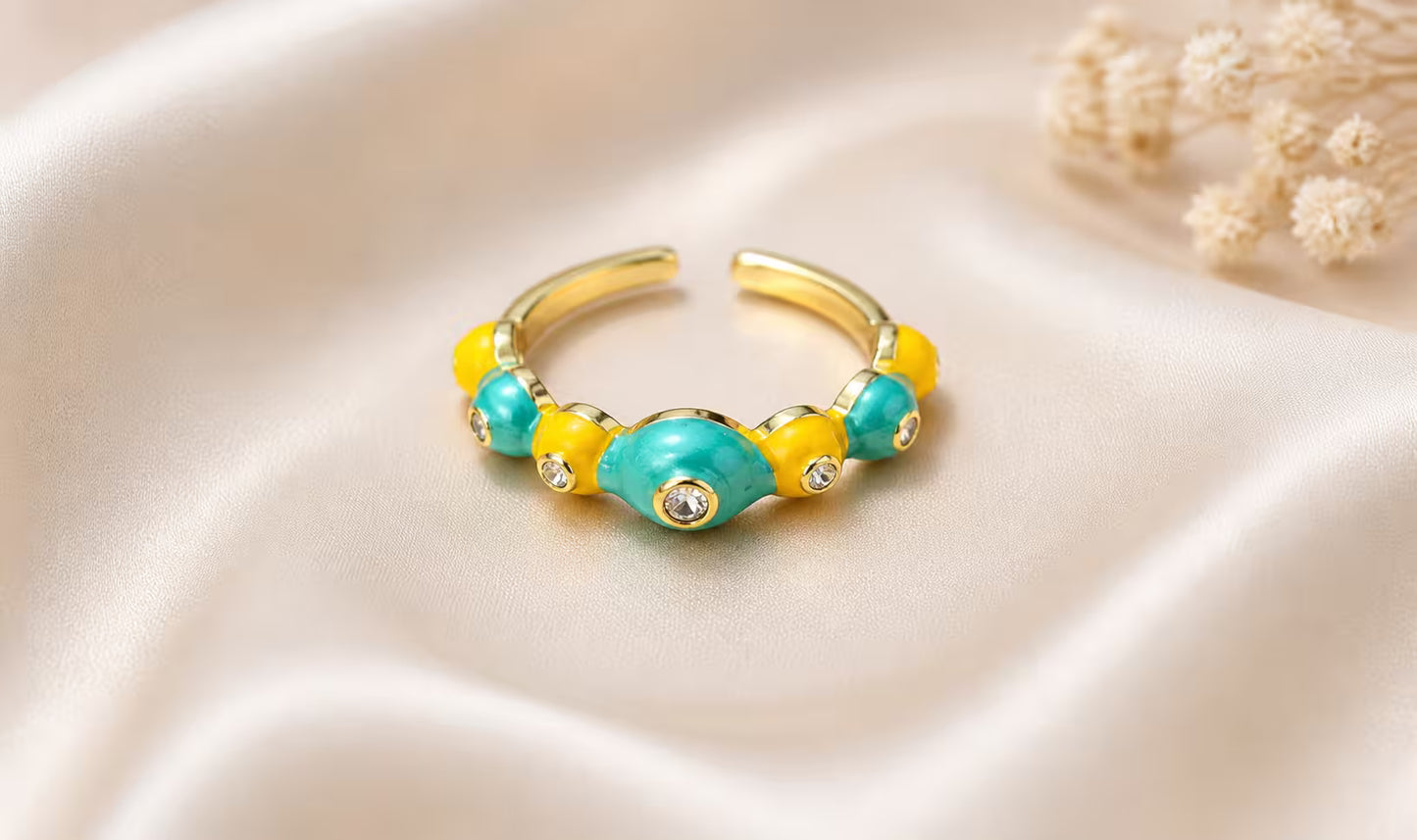 Adjustable Turquoise Beaded Ring