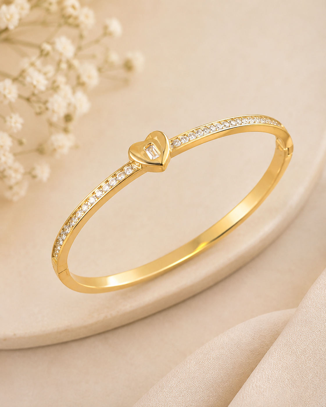 Heart Gold Kada Bracelet