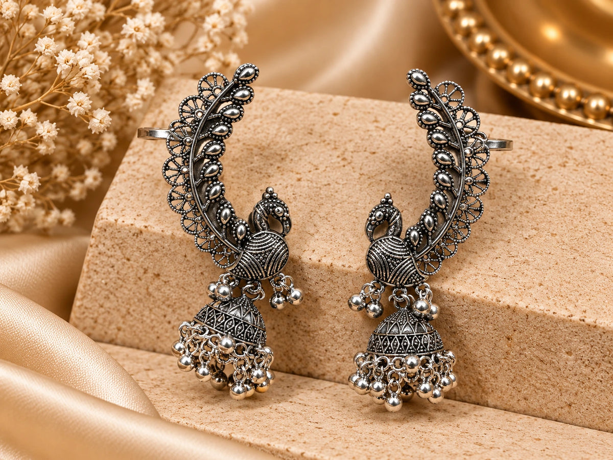 Traditional Navratri Oxidised Silver Ear Cuff