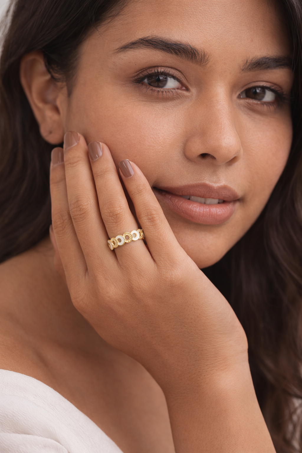 Adjustable Gold White Ring