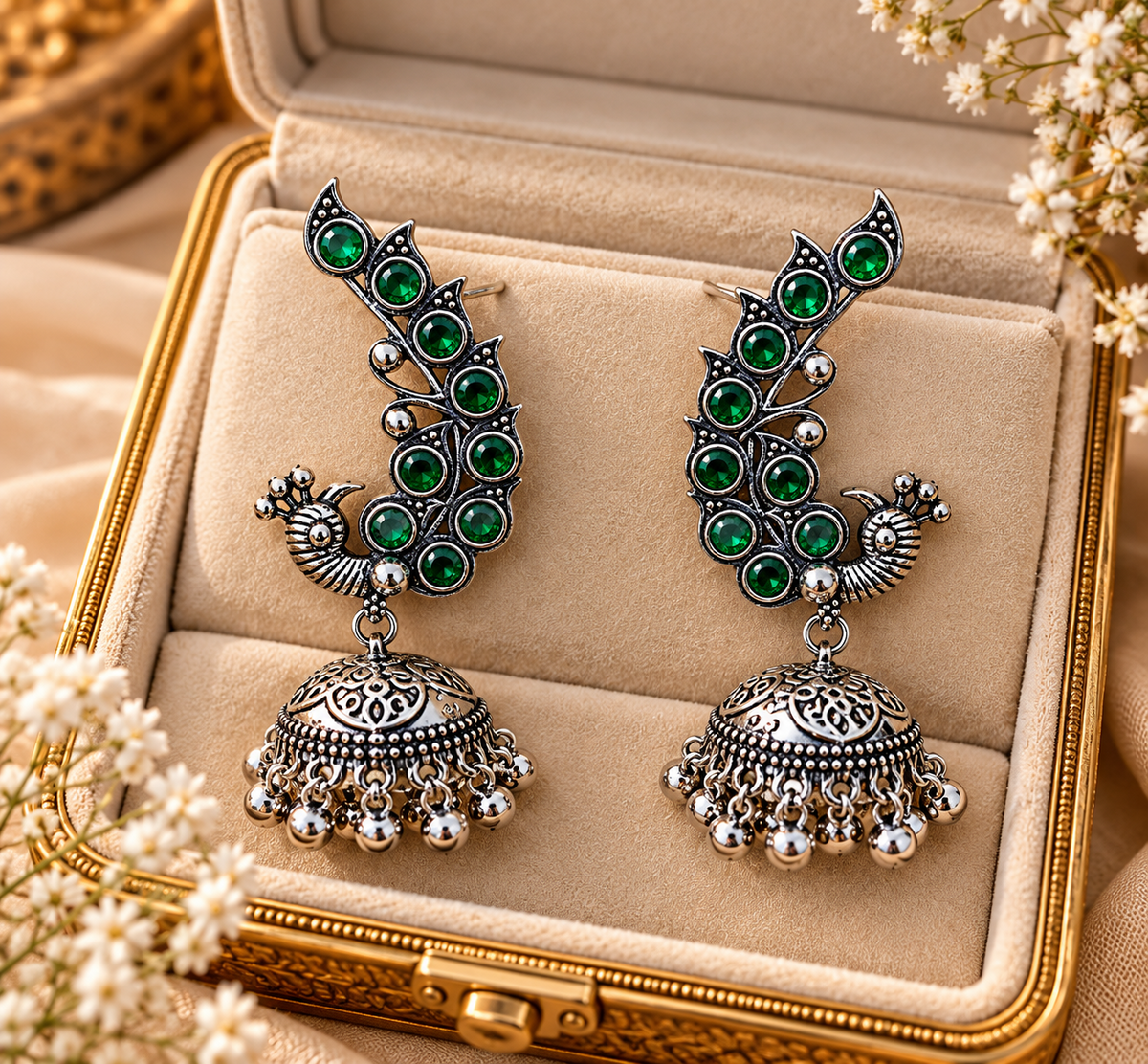 Green Garba Morni Ear Cuff