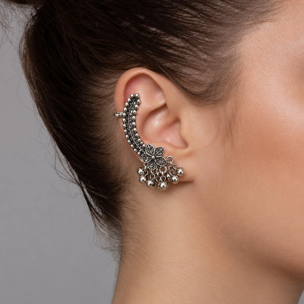 Designer Oxidised Silver Ear Cuff for Women