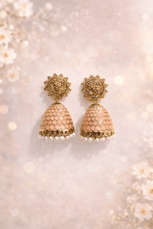 Honey Blush Meenakari Jhumkas