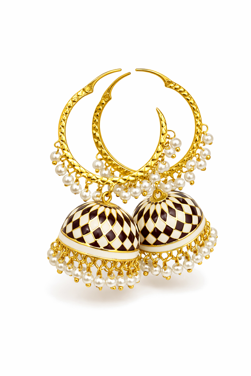 Gold plated Brown Meenakari Jhumka