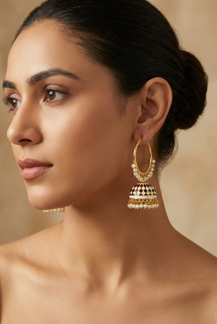 Gold plated Brown Meenakari Jhumka