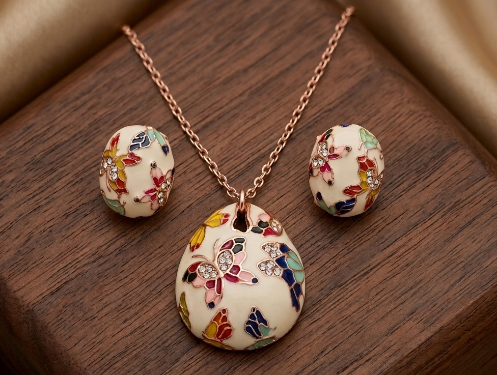 Ivory Garden Floral Pendant Set