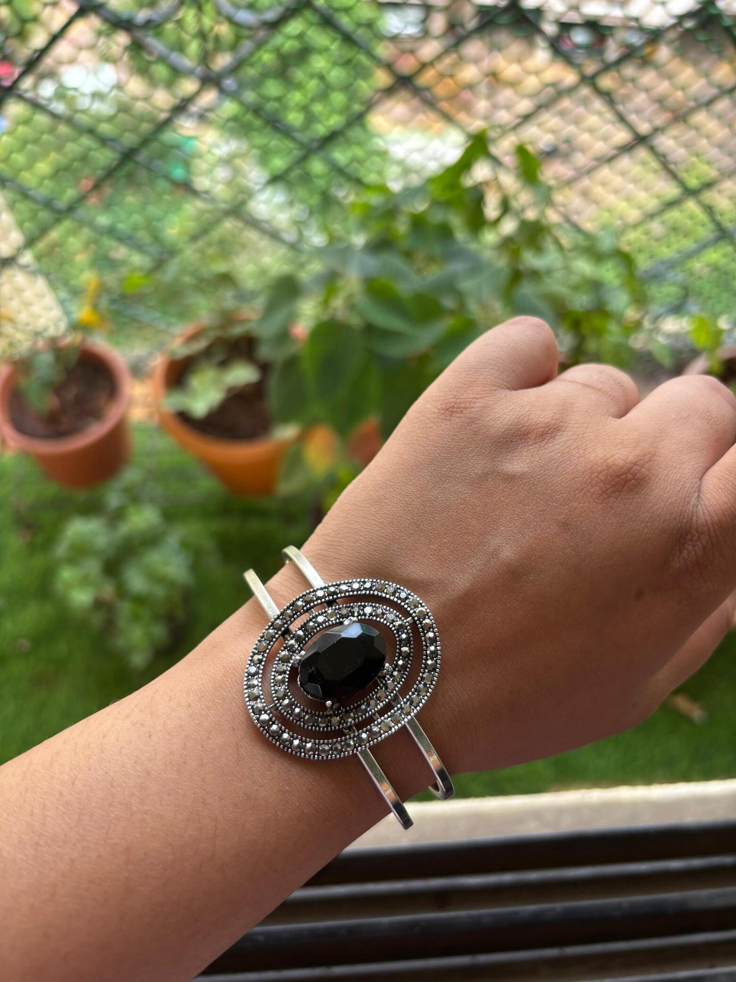 Silver Midnight majesty kada bracelet