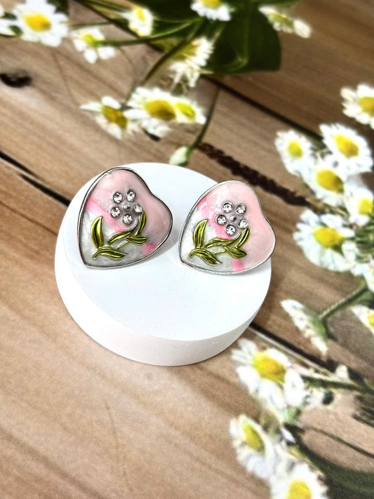 Floral Heart Stud Earring