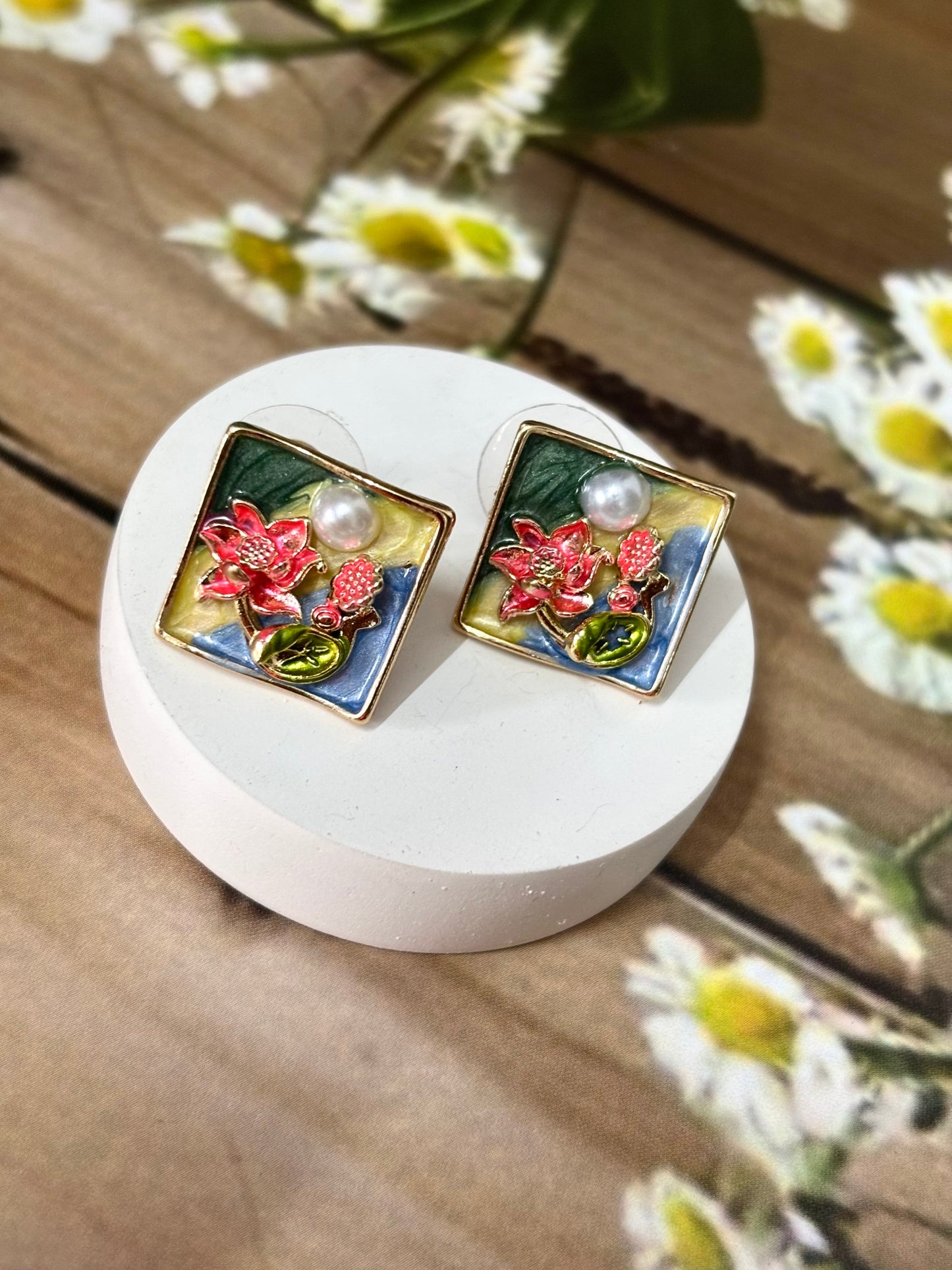 Lotus Floral Stud Earring