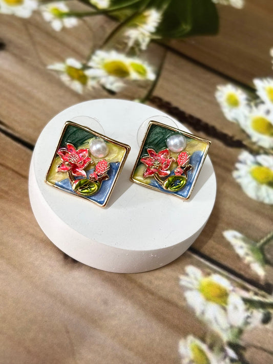 Lotus Floral Stud Earring