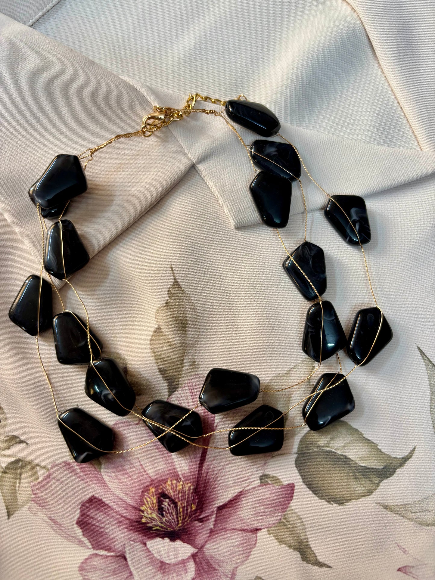Black Wave Stone Necklace