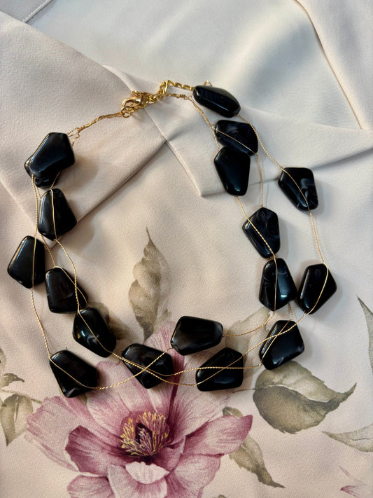 Black Wave Stone Necklace