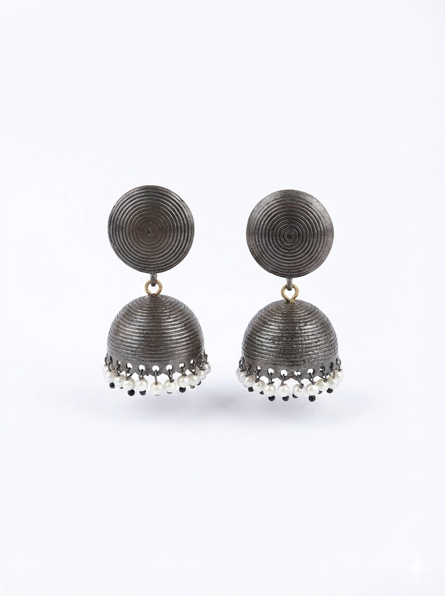 Black Spiral Dome Jhumka