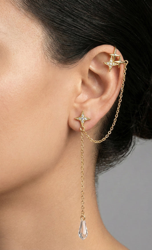 Gold Star Chain Ear Cuff