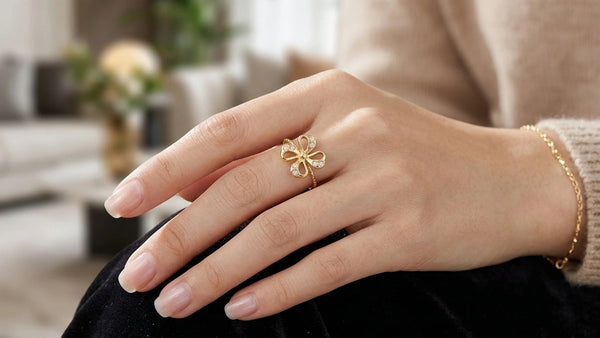 Dainty Clover Gold Ring for Women | Anti Tarnish | Ajustable