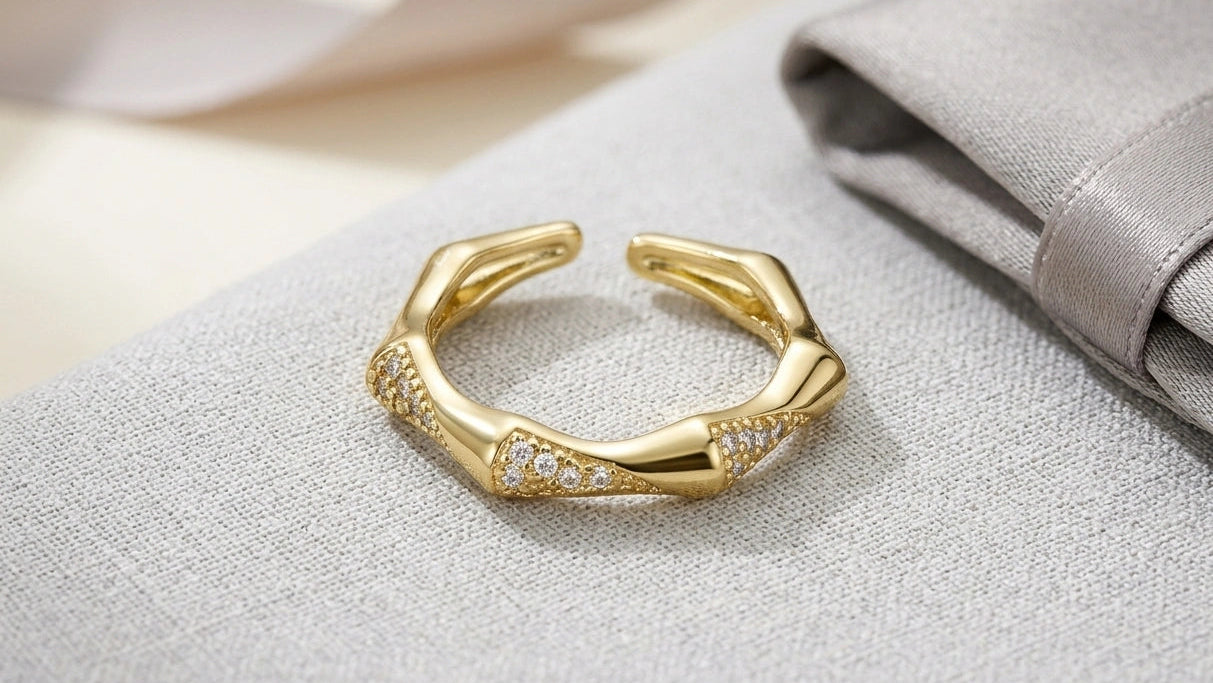 Dainty Geometric Gold Ring | Anti Tarnish | Adjustable